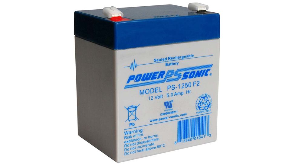 Power Sonic 12 Volt 5Ah Sealed Lead Acid Battery w/ F2 Terminal, Blue/Gray PS1250F2