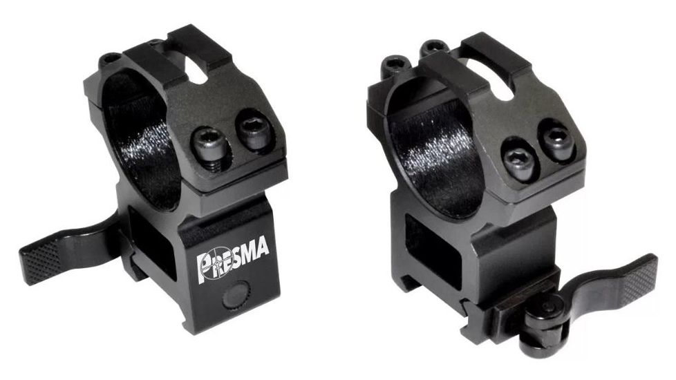 Presma 30mm Quick Release High Profile Scope Rings for Picatinny/Weaver Rails, Black, PRWG040
