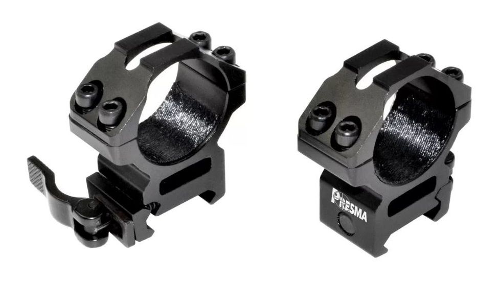 Presma 30mm Quick Release Medium Profile Scope Rings for Picatinny/Weaver Rails, Black, PRWG030