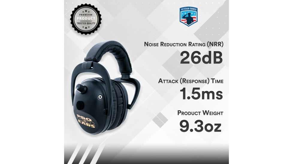 Pro Ears Predator Gold Ear Muffs, 26 dB, Black, GSP300B