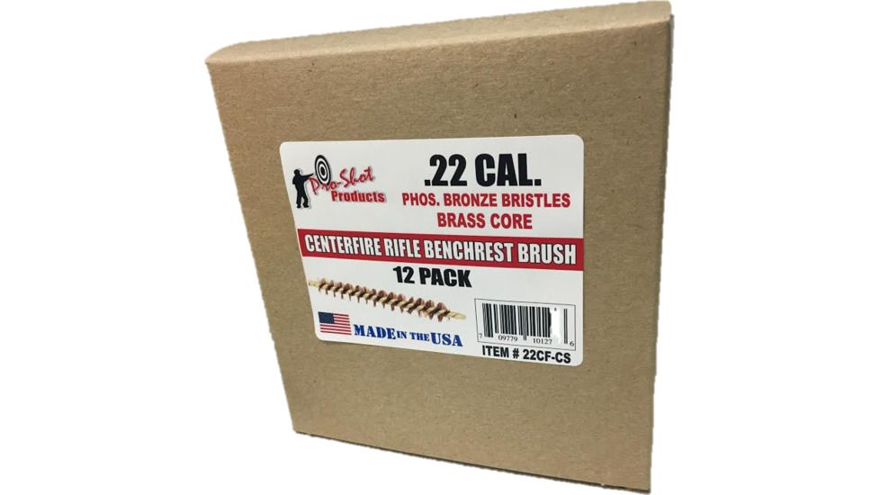 Pro-Shot .22 Cal Centerfire Rifle Bore Brush, Pack of 12, 22CF-CS
