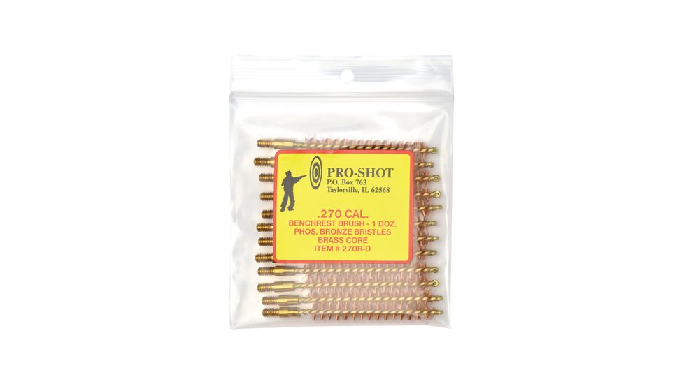 Pro-Shot Brass Core-Bronze Bristle Rifle Length Bore Brush .270 Caliber