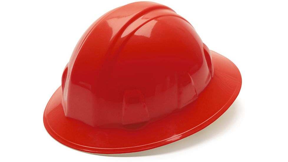 Pyramex Full Brim 6 Point Ratchet Suspension Hard Hat - Red HP26120
