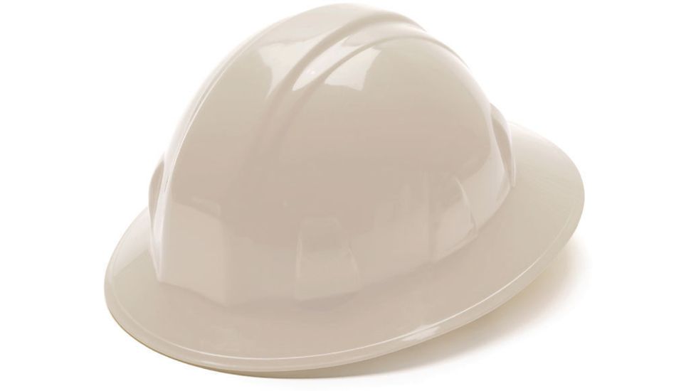 Pyramex Full Brim 6 Point Ratchet Suspension Hard Hat - White HP26110