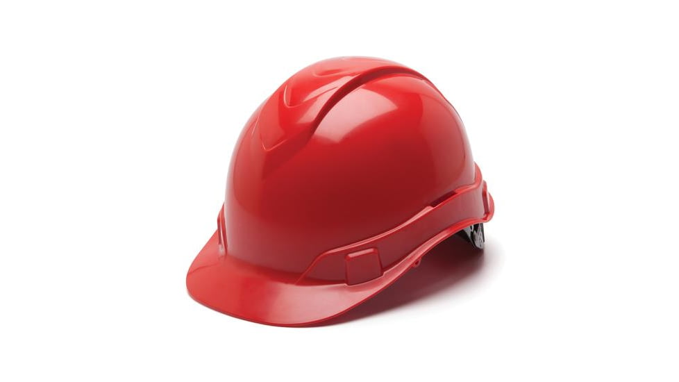Pyramex Ridgeline Hard Hat 6pt w/ Glide Lock, Red, Box HP46020