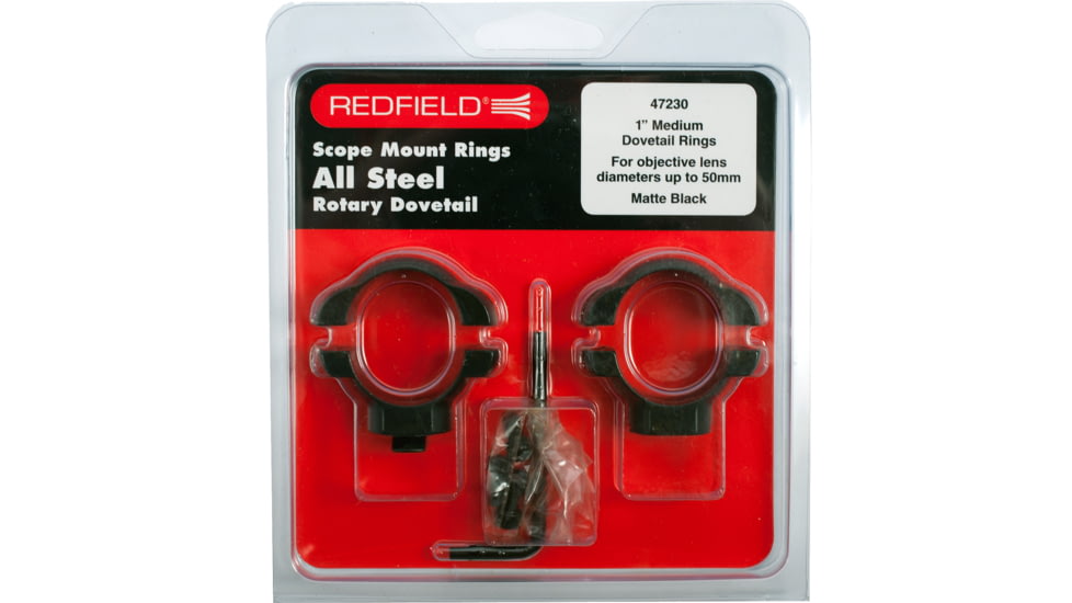 Redfield 1in Rotary Dovetail Steel Rifle Scope Rings, Medium, Matte Black - 47230