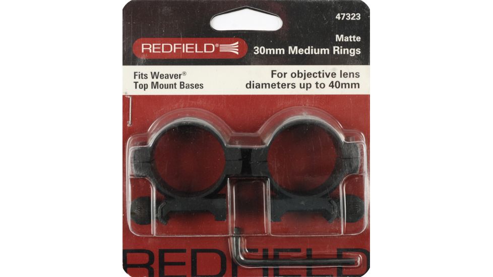 Redfield Mounts 1in Aluminum Rifle Scope Rings - 30mm, Med,Matte 47323