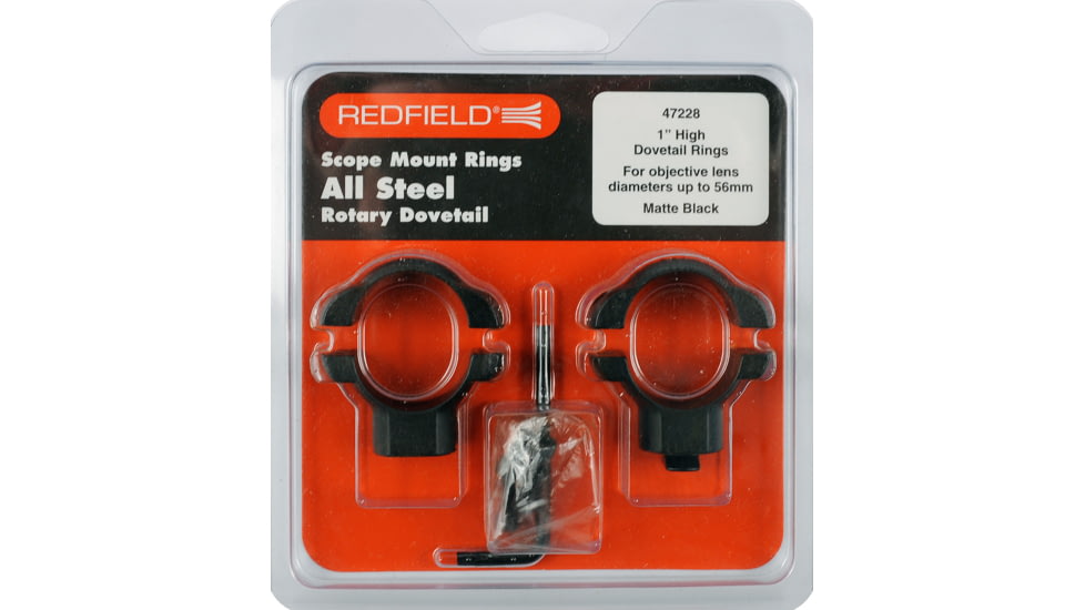 Redfield Mounts 1in Rotary Dovetail Steel Rifle Scope Rings - High, Matte Black 47228