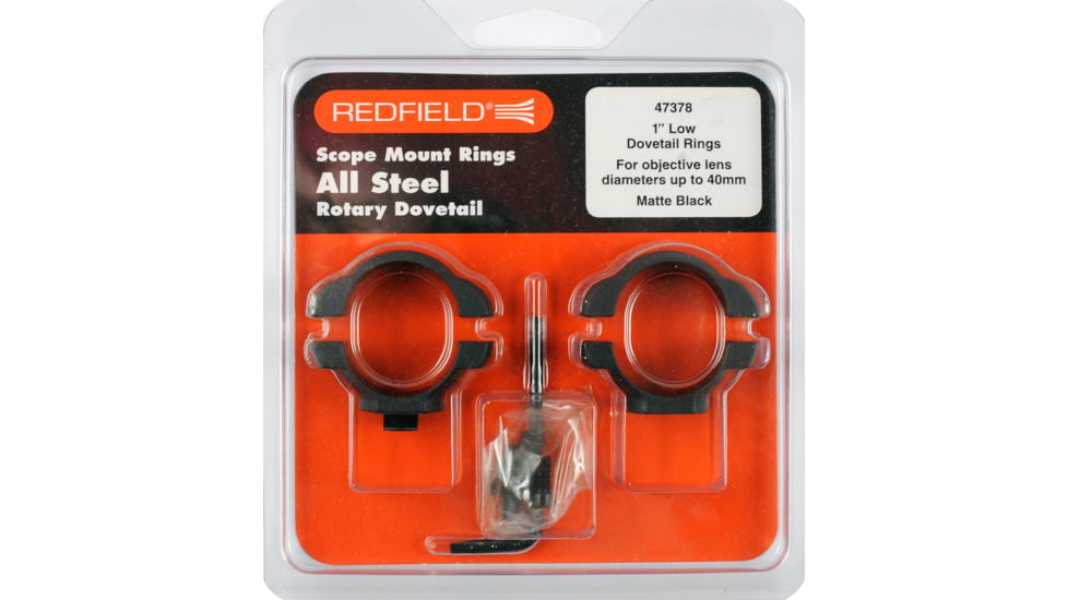 Redfield Mounts 1in Rotary Dovetail Steel Rifle Scope Rings - Low, Black, Matte 47378