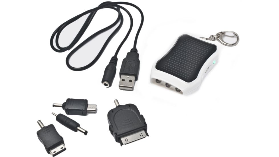 Ripa Mini Solar Keychain Charger, White and Black CH-2198