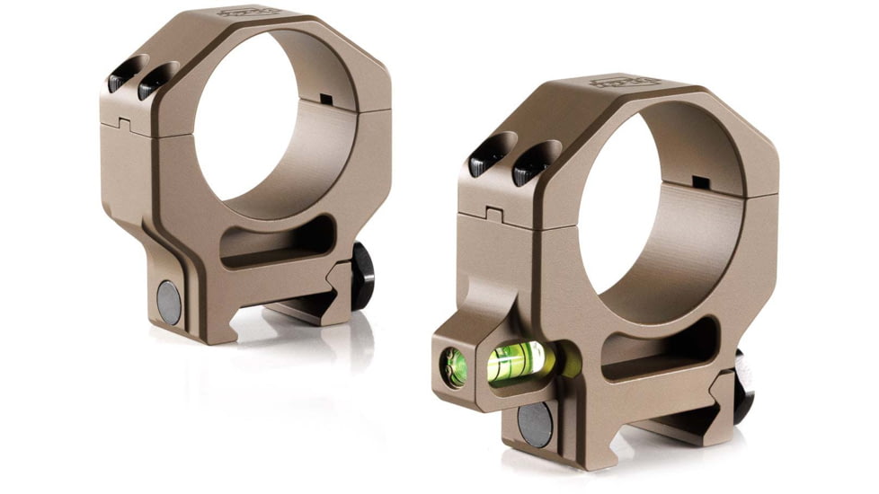 Ruff's Precision Manufacturing 30mm Riflescope Rings w/Co-Linear Bubble Level, High - 1.25in, Set of 2, Flat Dark Earth, CLR-30125-FDE