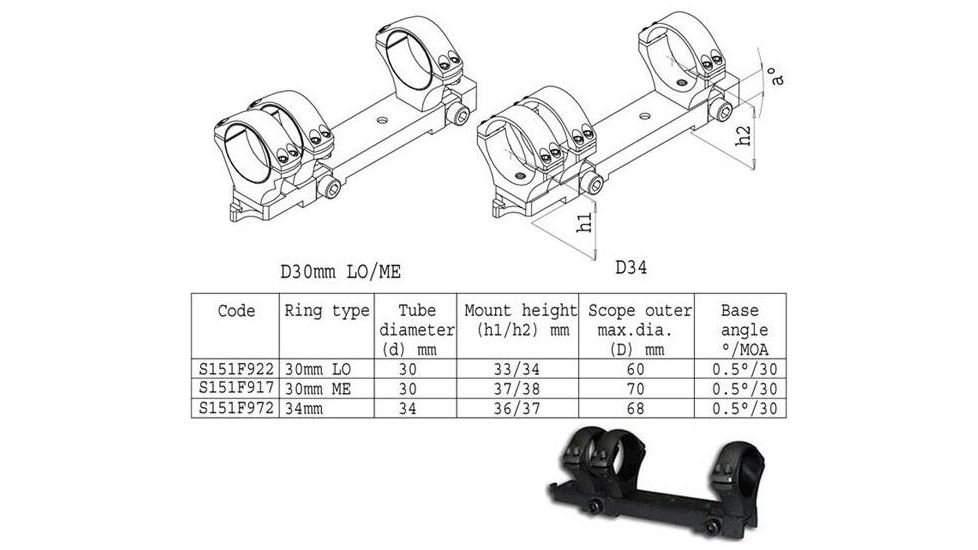Sako Sako Trg Optilock Scope Mount 3 Ring 30mm Diameter Low 3334mm Height Phosphate 30 Moa S151f922