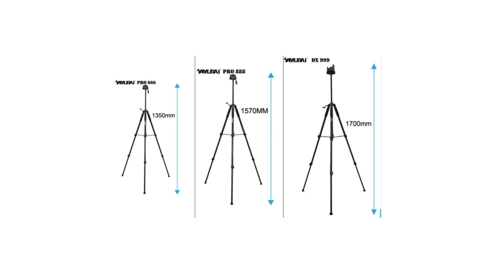 SAMURAI DX999 Black Aluminum Light Weight Tripod, Black, DX999