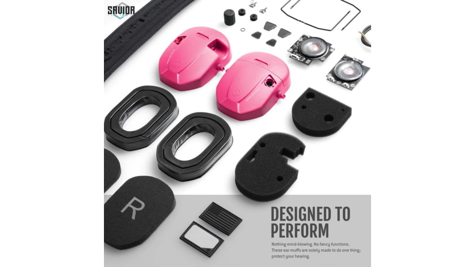 Savior Equipment Apollo Electronic Earmuffs Hearing Protection, Prison Pink, EM-APOLLO-PI