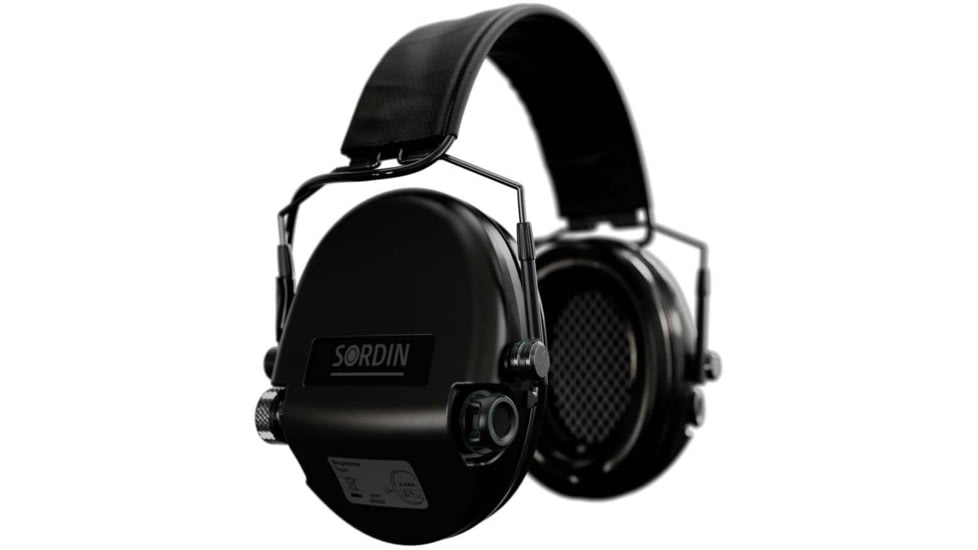 Sordin Supreme MIL AUX Headset, Slim Headband, Black Cups, 500781