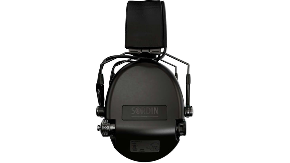 Sordin Supreme MIL AUX Headset, Slim Headband, Black Cups, 500781