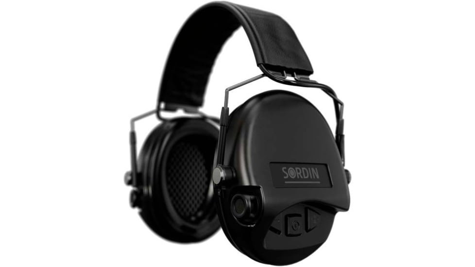 Sordin Supreme MIL AUX Headset, Slim Headband, Black Cups, 500781
