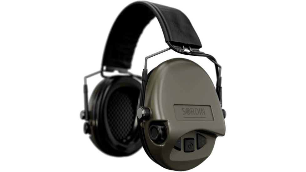 Sordin Supreme MIL AUX Headset, Slim Headband, Green Cups, 500783