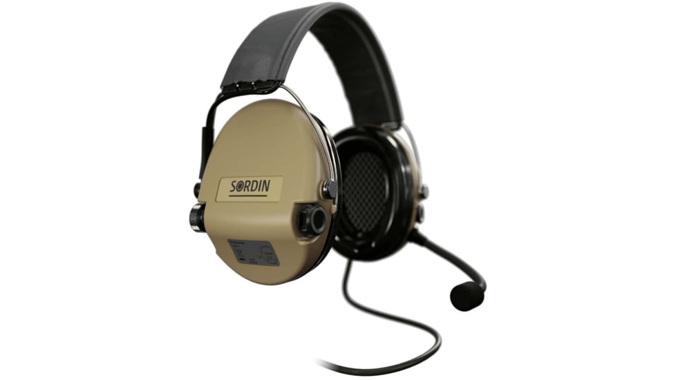 Sordin Supreme MIL CC Headset, Leather Headband, Beige Cups, 530435