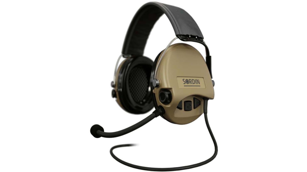 Sordin Supreme MIL CC Headset, Leather Headband, Beige Cups, 530435