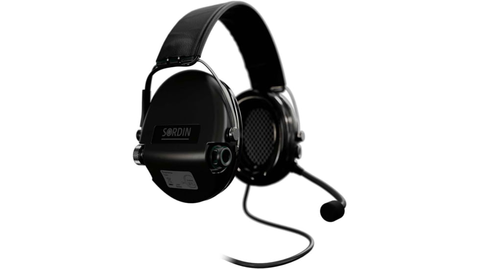 Sordin Supreme MIL CC Headset, Leather Headband, Black Cups, 500777