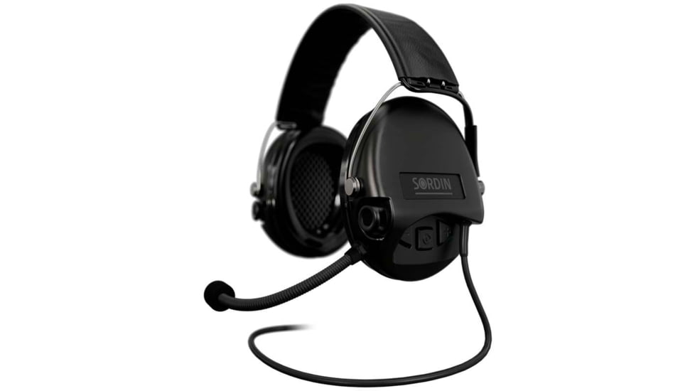 Sordin Supreme MIL CC Headset, Leather Headband, Black Cups, 500777