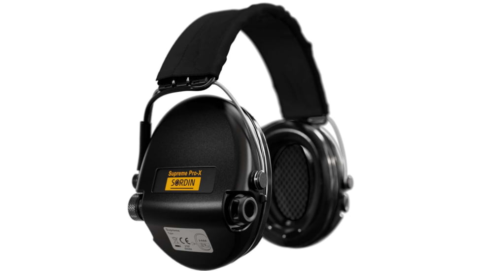 Sordin Supreme PRO-X Headband Headset, Foam, Black Headband, Black Cups, 500421