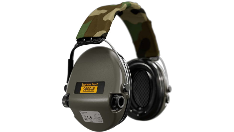 Sordin Supreme PRO-X Headband Headset, Foam, Camo Headband, Green Cups, 500423
