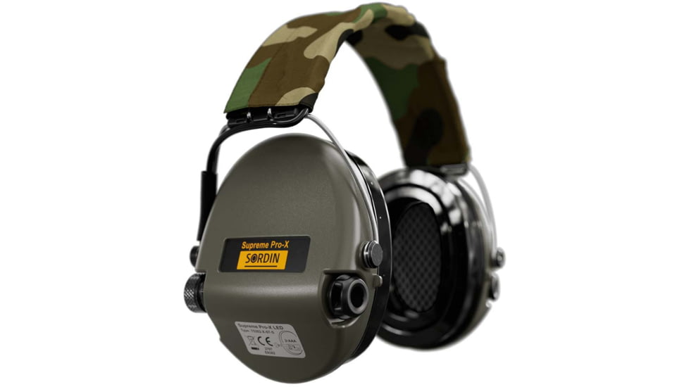 Sordin Supreme PRO-X LED Headset, Camo Headband, Green Cups, 500413