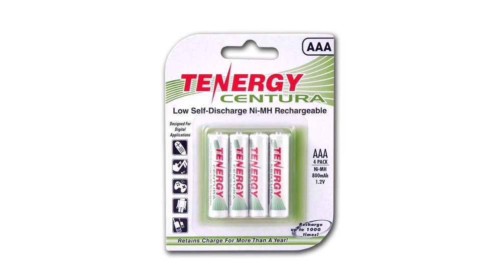 Tenergy Centura Nimh AAA 4 Battery Pack, White 10406