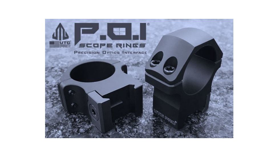 UTG PRO 30mm/2PCs High Profile P.O.I Picatinny Rings, Black, RWU013022
