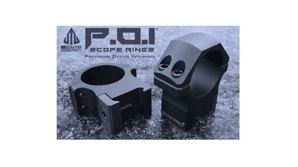 UTG PRO 30mm/2PCs Low Profile P.O.I Picatinny Rings, Black, RWU013010