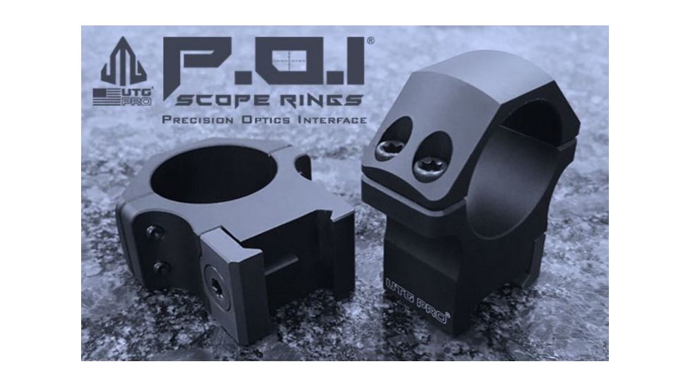 UTG PRO 30mm Medium Profile P.O.I Picatinny Rifle Scope Rings, Black, 2 Pieces RWU013015