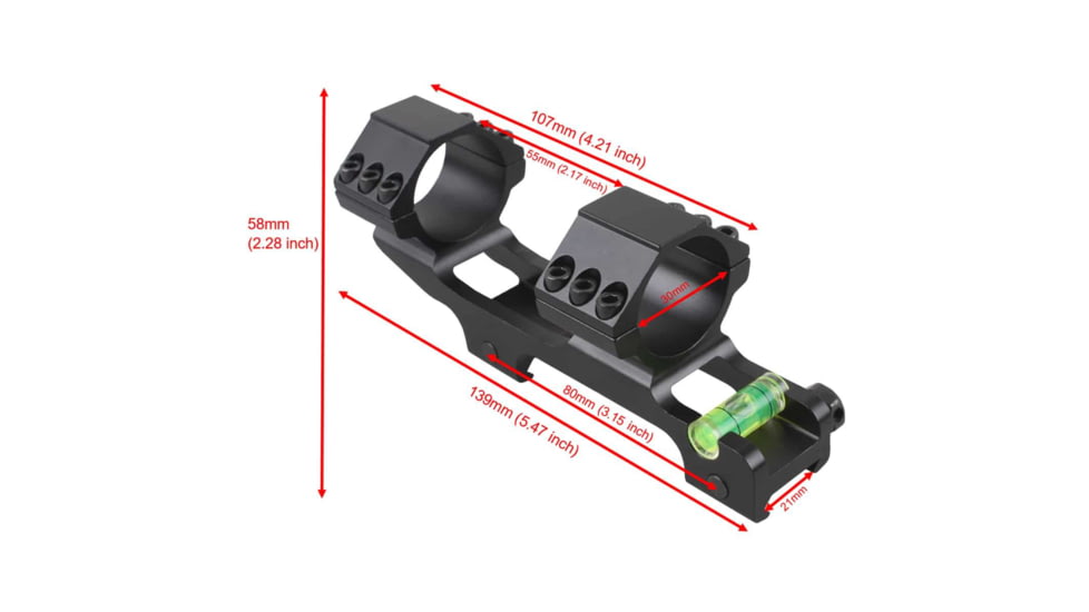 Vector Optics 30mm One Piece ACD Weaver Level Mount Ring w/ Picatinny Rail, Black, SCACD-08