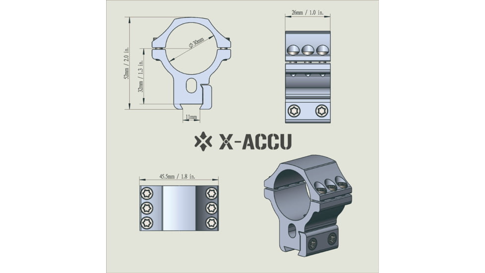 Vector Optics 30mm X-Accu 1.25 inch Profile Dovetail Rings, Black, SCTM-55