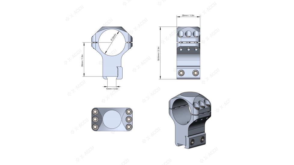 Vector Optics 30mm X-Accu 1.5in Profile Dovetail Rings