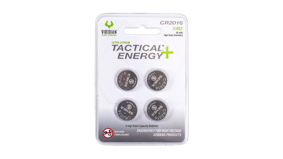 Viridian Weapon Technologies Tactical Energy+, CR2016 Lithium Battery 4-pack, 350-0013