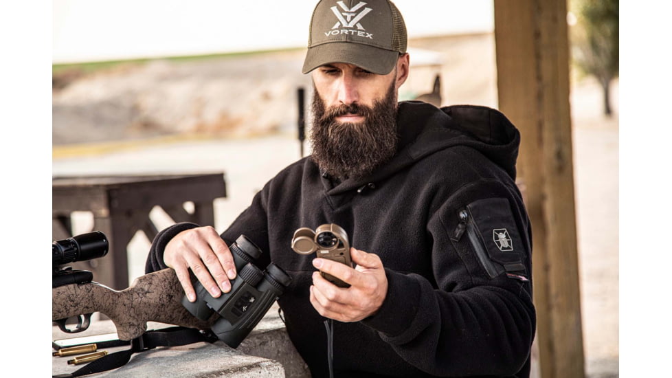 EDEMO Vortex Fury HD 5000 10x42mm Laser Rangefinding Roof Prism Binocular w/AB, Rubber, Green, 8.125x5x5.8, LRF302, EDEMO1