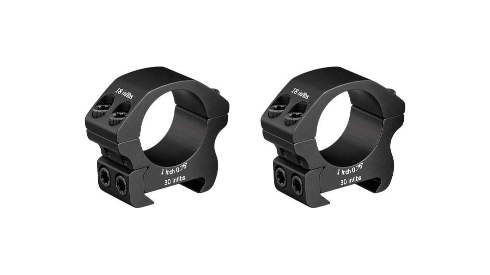 Vortex Pro Series 1 inch Rifle Scope Rings, Weaver/Picatinny, Low Height, 0.75 inch, Black, PR1-L