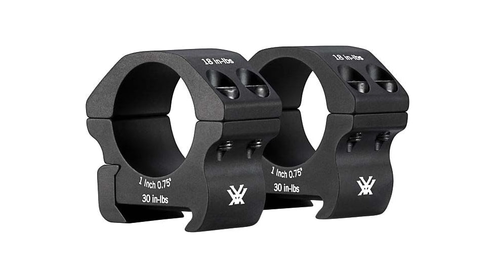 Vortex Pro Series 1 inch Rifle Scope Rings, Weaver/Picatinny, Low Height, 0.75 inch, Black, PR1-L