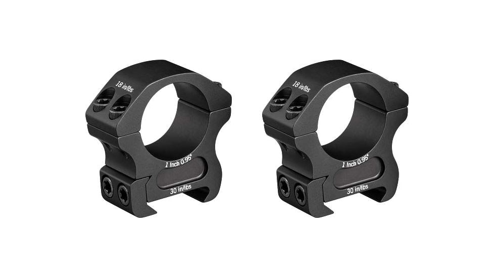 Vortex Pro Series 1 inch Rifle Scope Rings, Weaver/Picatinny, Medium Height, 0.95 inch, Black, PR1-M