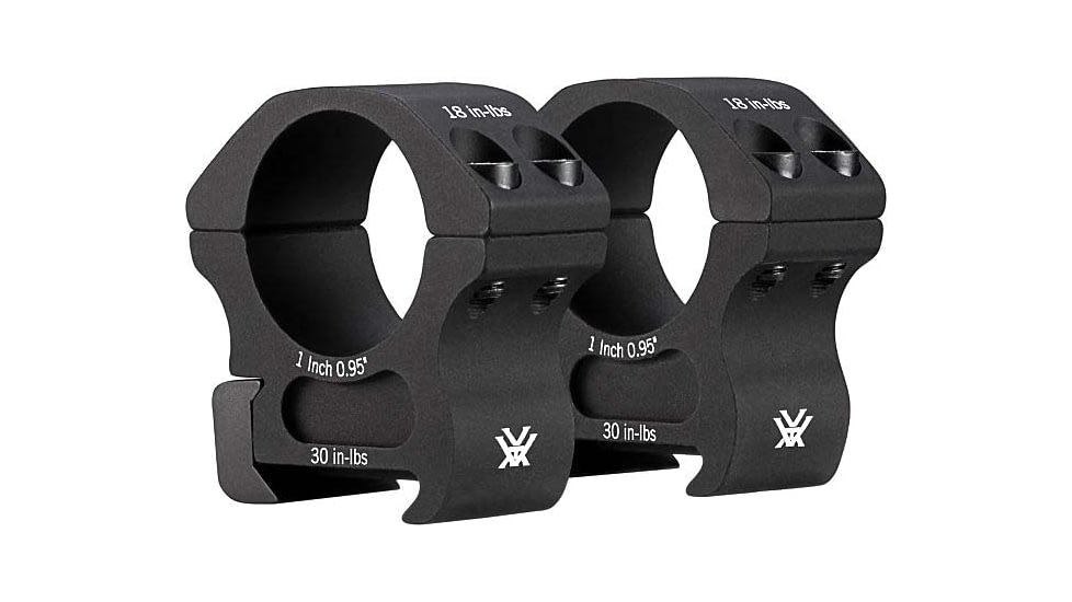 Vortex Pro Series 1 inch Rifle Scope Rings, Weaver/Picatinny, Medium Height, 0.95 inch, Black, PR1-M