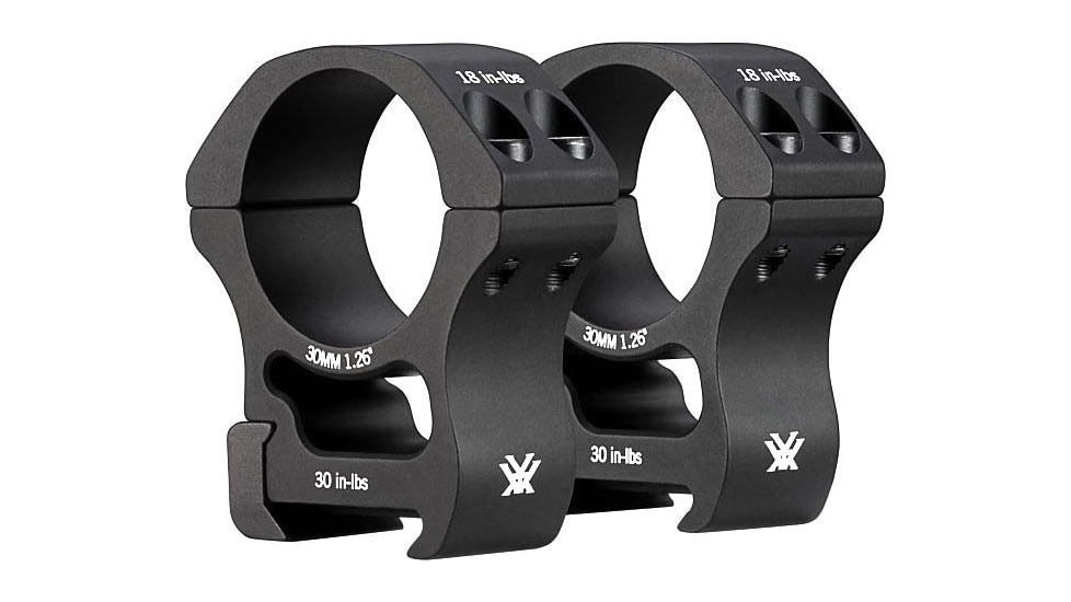 Vortex Pro Series 30mm Rifle Scope Rings, Weaver/Picatinny, High Height, 1.26 inch, Black, PR30-H