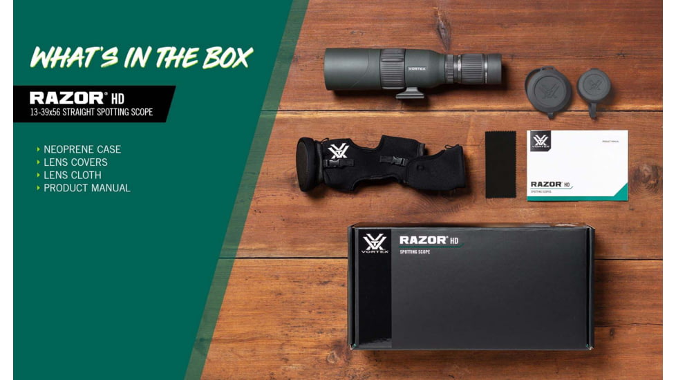Vortex Razor HD 13-39x56 Spotting Scope, Straight, Green, RS-56S