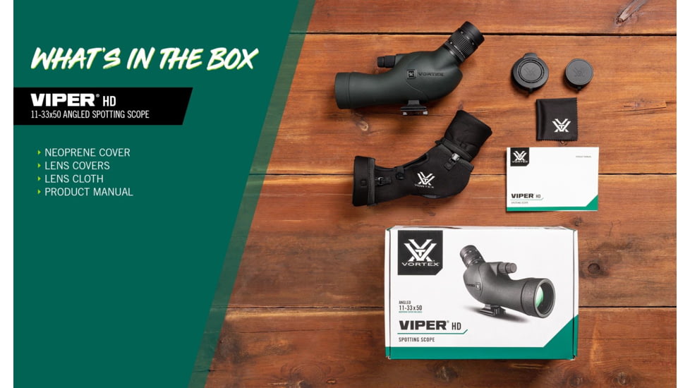 Vortex Viper HD 11-33x50 Spotting Scope Angled, Green, VPR-50A