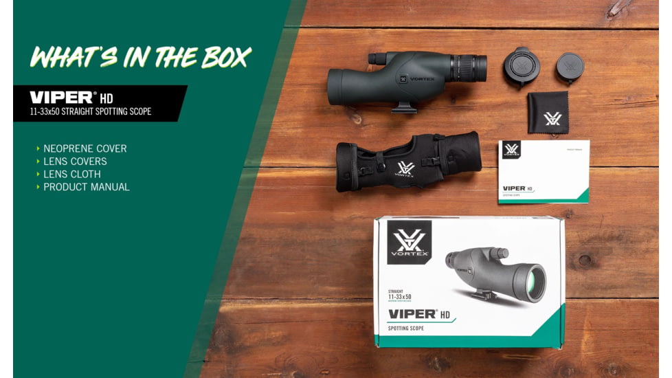 Vortex Viper HD 11-33x50 Spotting Scope Straight, Green, VPR-50S