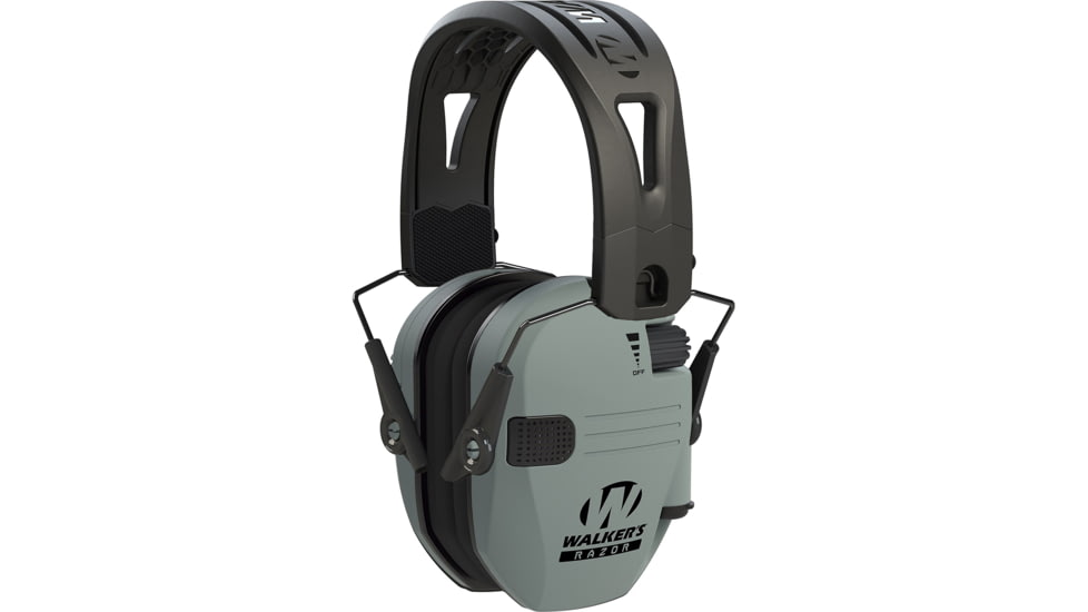 Walkers Razor Tacti-Grip Series Electronic Ear Muffs, 23 dB NRR, Battleship Grey, GWP-RSEMRH-BGY