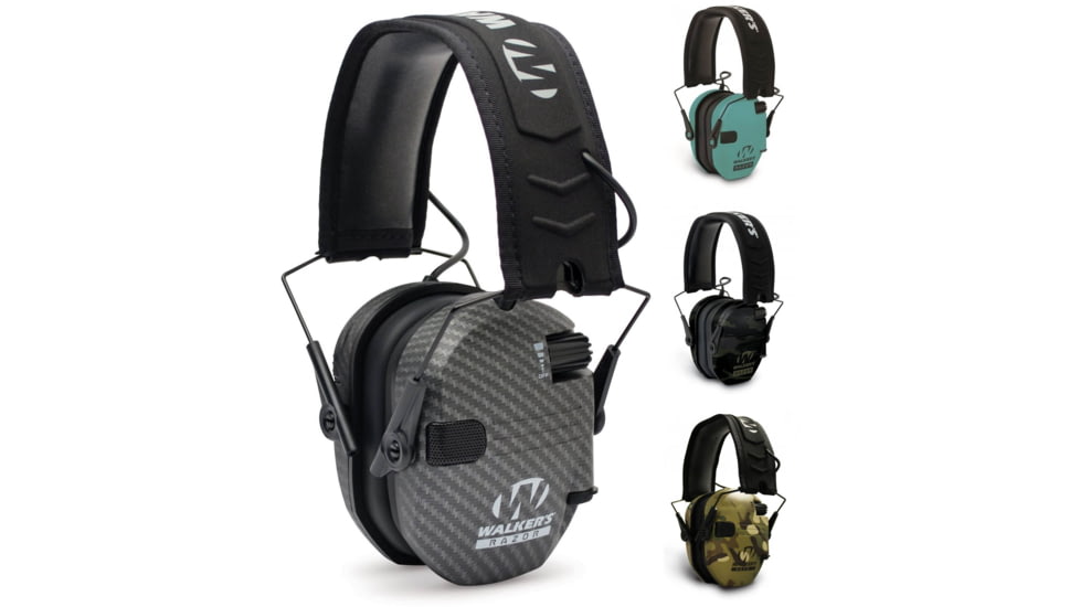 Walkers Razor Slim Shooter Folding Electronic Ear Muff, Carbon, Light Teal, Multicam Camo/Grey, Multicam Camo/Tan