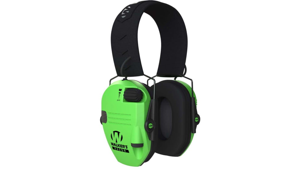 Walkers Safety Razor Slim Low Profile Electronic Muff, High Visibility Green, GWP-SF-RSEM-HVG