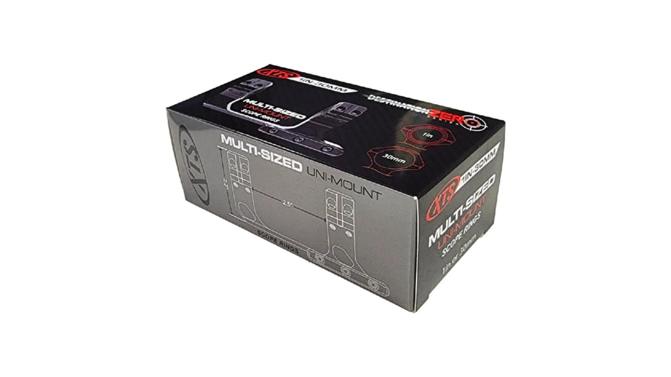 XTS 30mm - 1 in Multi-Sized Uni-Mount Scope Rings, Black, XTS-1IN-30MM